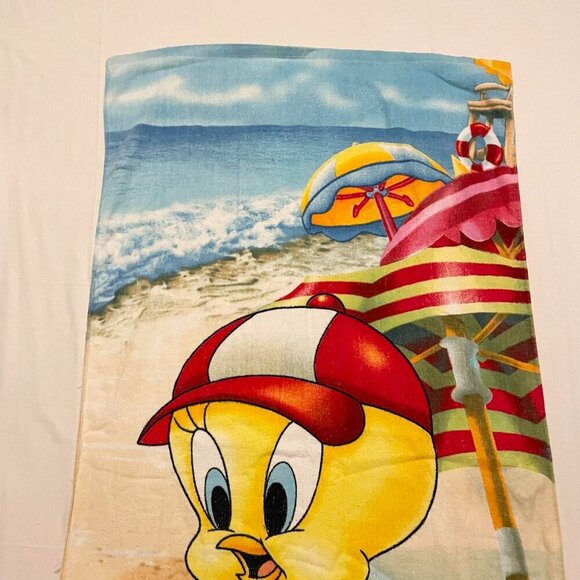 Vintage Tweety Bird Beach Towel 56.5 x 29.5 Inch Flaws - Picture 3 of 16